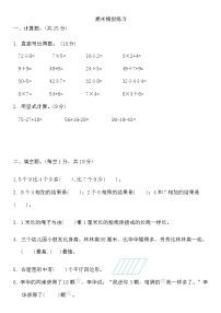 期末模拟练习（试题）2024-2025学年二年级上册数学苏教版