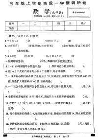 河南省洛阳市伊川县2024-2025学年五年级上学期第一次月考数学试题