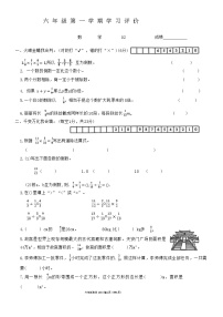 陕西省安康市岚皋县佐龙镇部分学校2023-2024学年六年级上学期期中学习评价数学试题