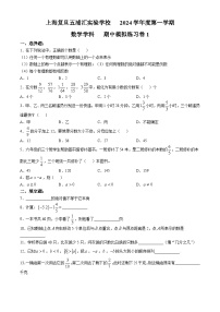 上海市青浦区上海五浦汇实验学校　  2024-2025学年上学期六年级数学期中试卷(无答案)