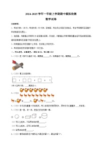 2024-2025学年一年级上学期数学期中模拟试卷（苏教版2024）（含答案解析）
