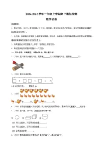 2024-2025学年一年级上学期数学期中模拟试卷（苏教版2024）（含答案解析）