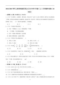 2024-2025学年上海市杨浦区民办兰生中学六年级（上）月考数学试卷（10月份）（含解析）