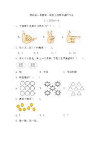 小学数学苏教版（2024）一年级上册（2024）二 6~9的认识和加减法优秀同步达标检测题