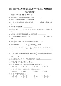 2023-2024学年上海市普陀区回民中学六年级（上）期中数学试卷（五四学制）