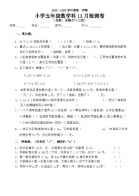 广东省揭阳市榕城区梅云镇群英小学2024-2025学年五年级上学期11月月考数学试题