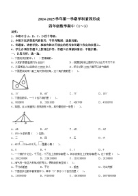 2024-2025学年广东省深圳市坪山区北师大版四年级上册期中考试数学试卷