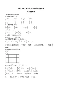 2024-2025学年江苏省苏州市部分学校苏教版六年级上册期中测试数学试卷(无答案)