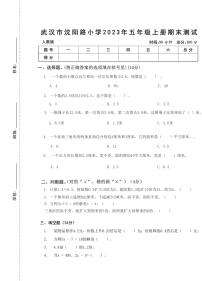 湖北省武汉市江岸区沈阳路小学2023-2024学年五年级上学期期末数学测试