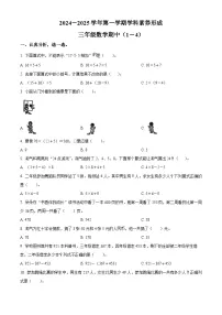 2024-2025学年广东省深圳市龙岗区北师大版三年级上册期中考试数学试卷