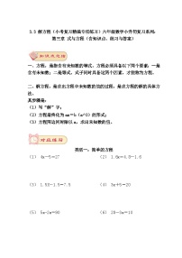 3.3 解方程（小考复习精编专项练习）六年级数学小升初复习系列：第三章 式与方程（含知识点、练习与答案）