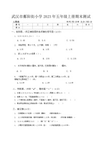 湖北省武汉市江岸区鄱阳街小学2023-2024学年五年级上学期期末数学测试