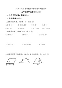 江苏省徐州市沛县新城实验学校2024-2025学年五年级上学期期中数学试题