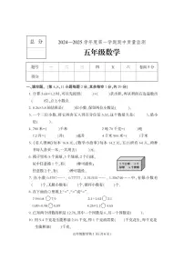 河北省保定市定州市2024-2025学年五年级上学期期中质量检测数学试题