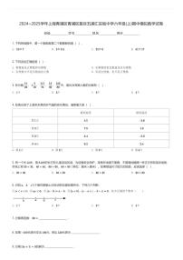 2024～2025学年上海青浦区青浦区复旦五浦汇实验中学六年级(上)期中模拟数学试卷(含解析)