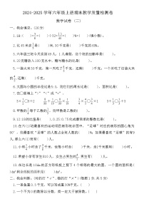 广东云浮市2024-2025学年六年级上册期末教学质量检测卷数学试卷 (二)