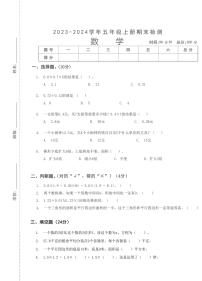 湖北省武汉市汉阳区德才小学2023-2024学年五年级上学期期末数学试卷