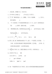 六年级下册数学人教版考点综合检测卷1（含答案）