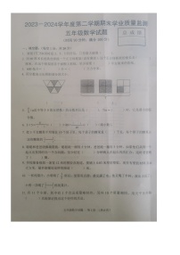河北省保定市竞秀区2023-2024学年第二学期五年级数学期末试卷（无答案）