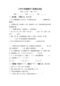 六年级下册数学人教版 期末试卷（试题带答案）