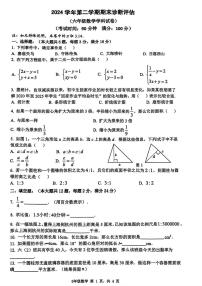 上海市金山区2024-2025学年六年级下学期期末数学试卷(图片版，无答案)