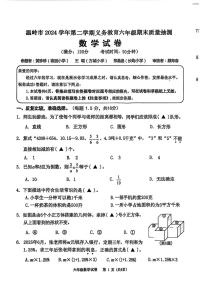 浙江台州市温岭市2024-2025学年六年级下学期期末数学试题+答案