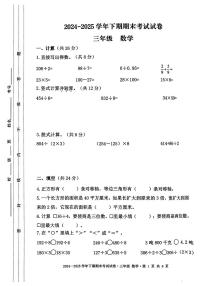 四川省成都市天府新区2024-2025学年三年级下数学期末试卷