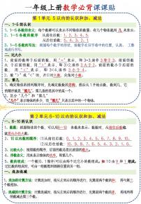 人教版一年级上数学必背课课贴 学案