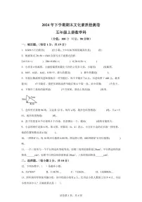 2024~2025学年湖南省长沙市岳麓区多校联考人教版五年级上学期期末考试数学卷（附答案）