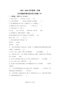 2025~2026学年海南省海口市人教版五年级上学期期末综合复习数学试卷9（附答案）