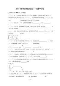 【小升初】2025年甘肃省陇南州康县六年级下册期末数学试题【附答案】