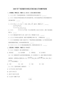 【小升初】2025年广东省韶关市武江区部分校六年级下册期末数学试题【附答案】
