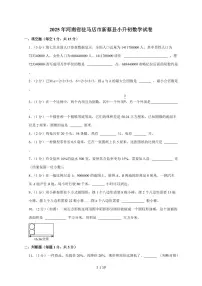 【小升初】2025年河南省驻马店市新蔡县六年级下册期末数学试题【附答案】