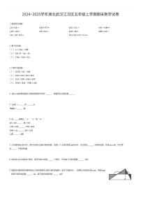 2024~2025学年湖北武汉江汉区五年级上学期期末数学试卷（有答案解析）
