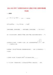 2024~2025学年广东省韶关市武江区人教版六年级上学期期中数学检测试题【附解析】