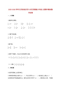 2025~2026学年江苏省南京市六合区苏教版六年级上学期期中数学试题【附解析】