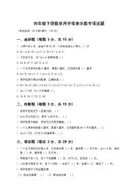 小学数学青岛版（2024）四年级下册节能减排--用字母表示数课后练习题