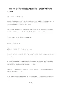 2025~2026学年天津市滨海新区人教版六年级下学期期末测试数学试题（含解析）