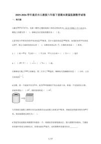 【小升初】2025-2026学年重庆市人教版六年级下册期末质量监测数学试题（含答案）
