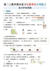 人教版二年级上册数学期末复习长度单位专项练习 （含答案)
