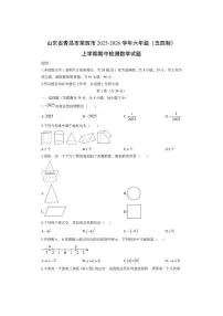 山东省青岛市莱西市2025-2026学年六年级（五四制）上学期期中检测数学试卷（学生版）