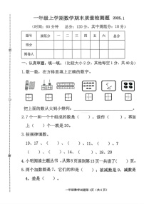 山东省潍坊市2024-2025学年一年级上学期期末数学试题