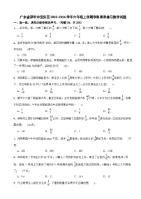 广东省深圳市宝安区2025-2026学年六年级上学期学科素养练习数学月考试题（含解析）