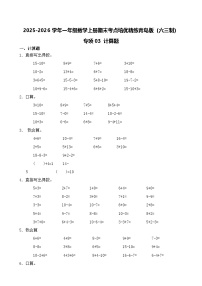（期末考点）2025-2026学年一年级数学上册期末考点培优精练青岛版（六三制）专项03 计算题（含答案解析）