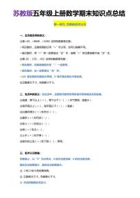 五年级上册苏教版数学期末知识点总结