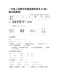 一年级上册数学质量检测卷青岛63版(期末检测卷)（含答案）