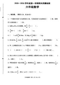 河北省唐山市丰润区2025-2026学年六年级上学期1月期末数学试题