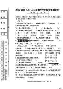 2025-2026学年辽宁省沈阳市大东区三年级上学期学科综合素养数学试题（有答案）