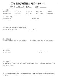 五年级数学寒假作业 每日一练