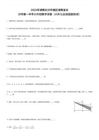 2025年湖南长沙开福区湖南省长沙市第一中学小升初数学试卷（六升七丘班选拔初试）（有答案解析）